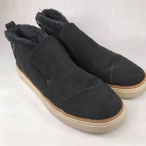 Toms Paxton Boots Gray Suede Faux Fur Ankle Shoe Sneaker